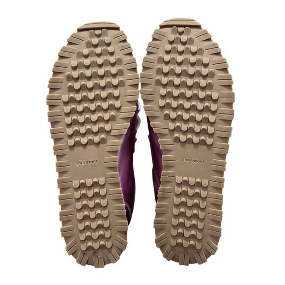 Tory Burch Sport Ruffle Trainer Pink Metallic Leather Lace Up Sneakers Size 8.5 - Picture 7 of 8